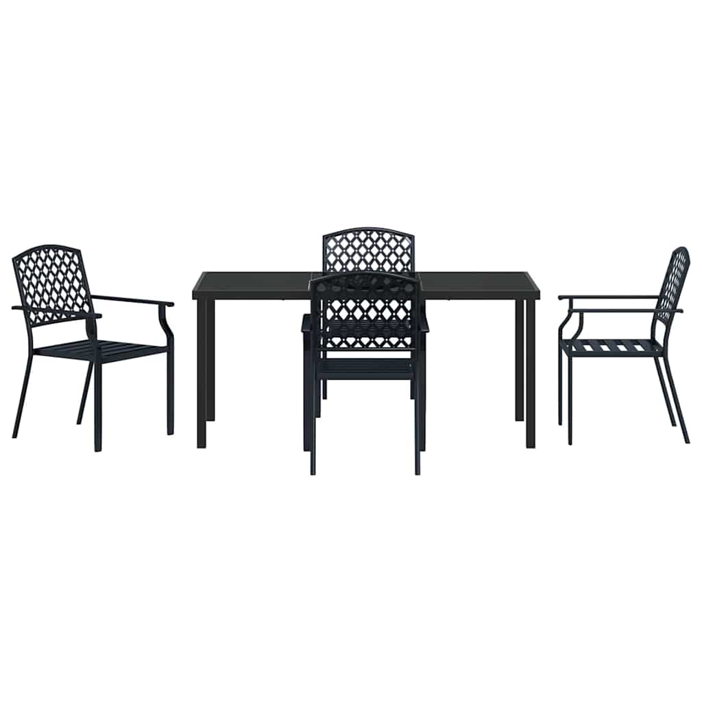 Garden Dining Set 5 pcs Anthracite Powder-Coated Steel