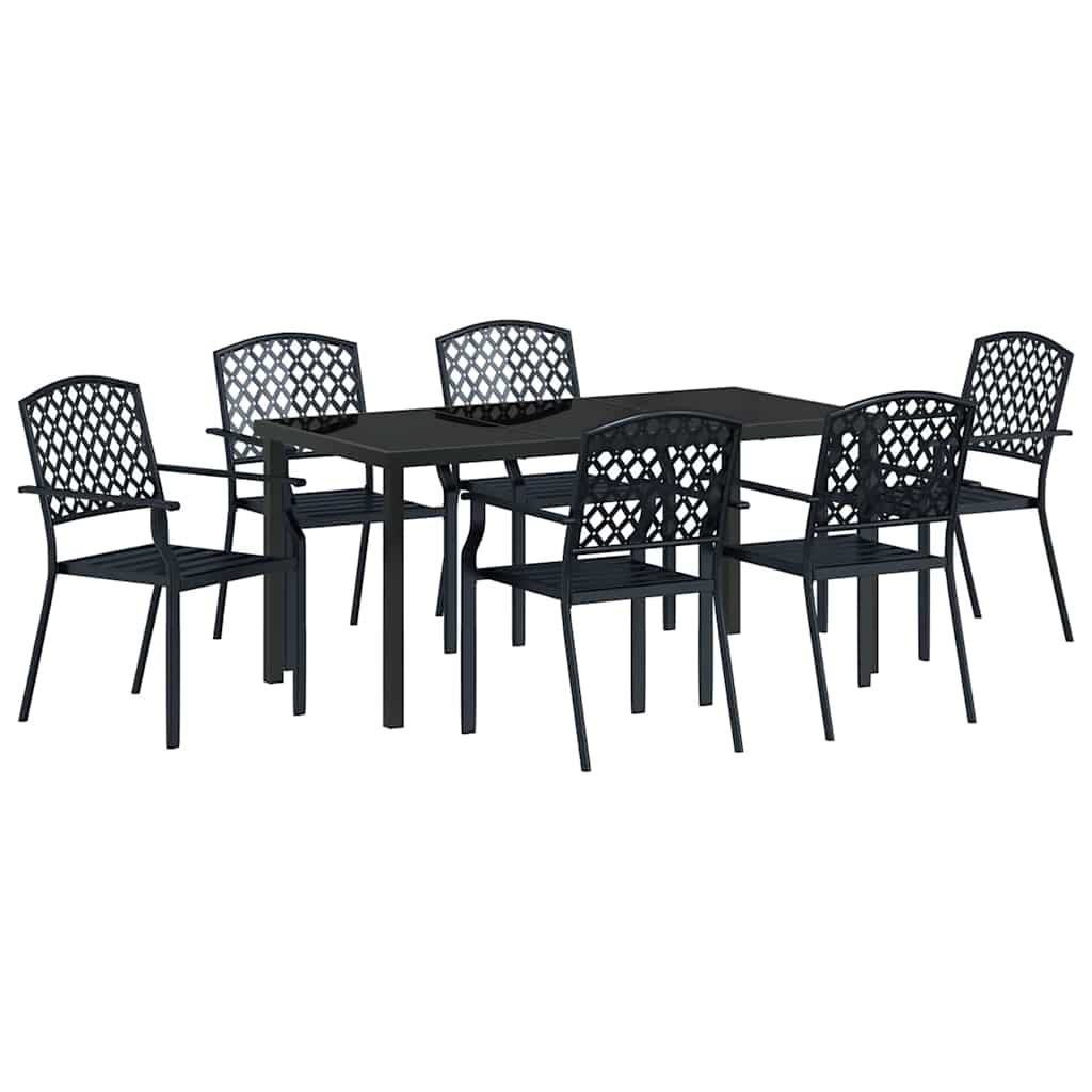 Garden Dining Set 7 pcs Anthracite Powder-Coated Steel