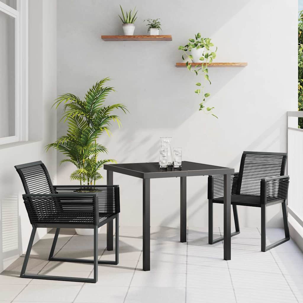 Garden Dining Set 3 pcs Black Powder-Coated Steel