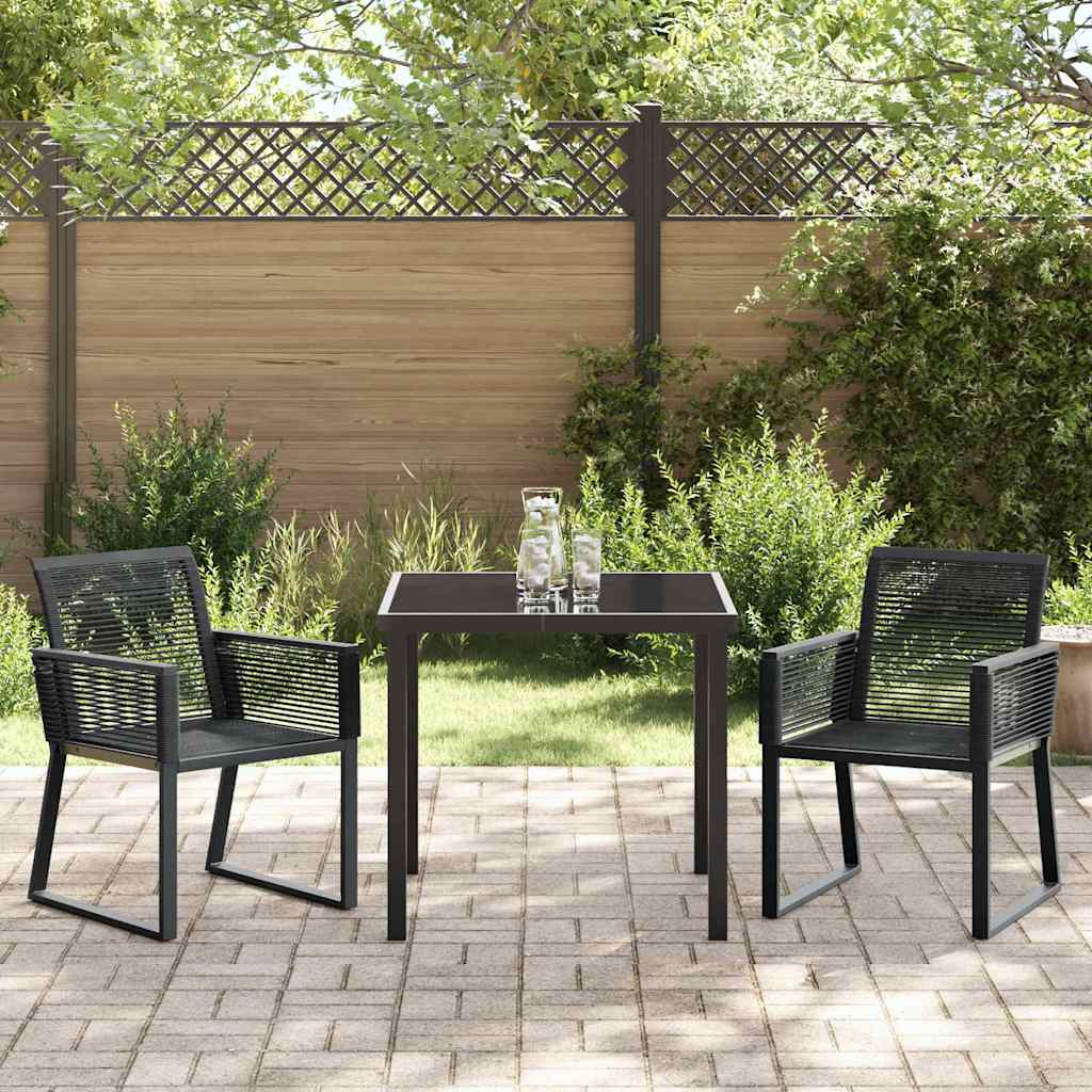 Garden Dining Set 3 pcs Black Powder-Coated Steel