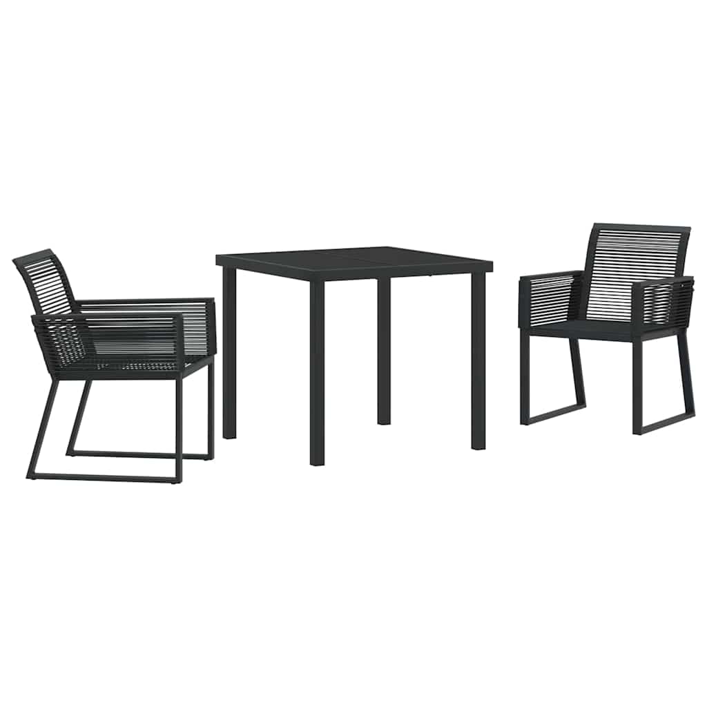 Garden Dining Set 3 pcs Black Powder-Coated Steel