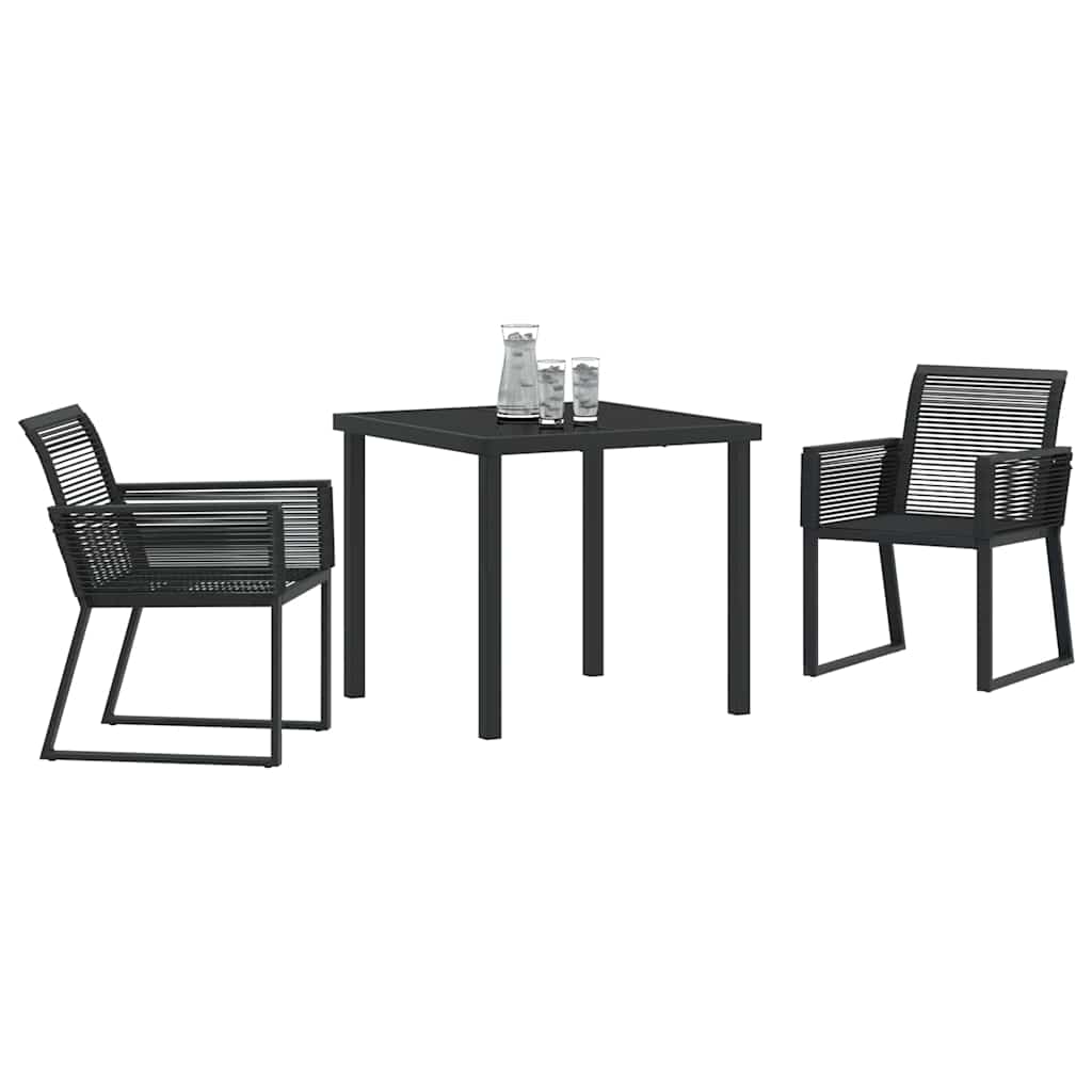 Garden Dining Set 3 pcs Black Powder-Coated Steel