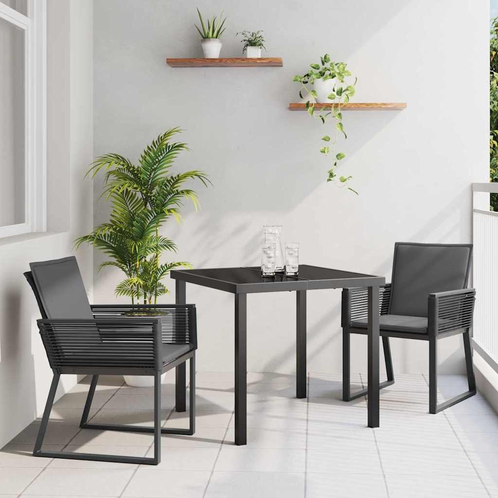 Garden Dining Set 3 pcs Black Powder-Coated Steel