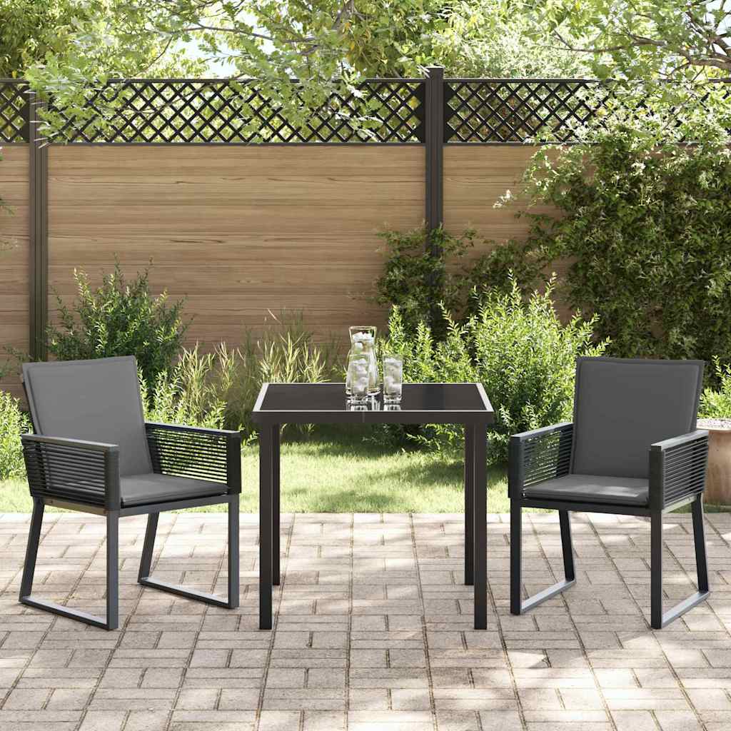Garden Dining Set 3 pcs Black Powder-Coated Steel