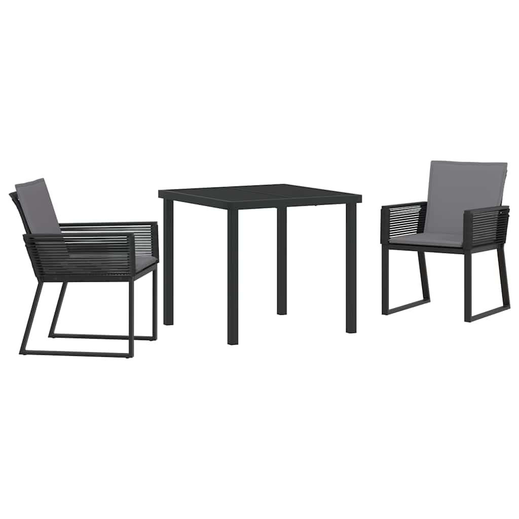 Garden Dining Set 3 pcs Black Powder-Coated Steel