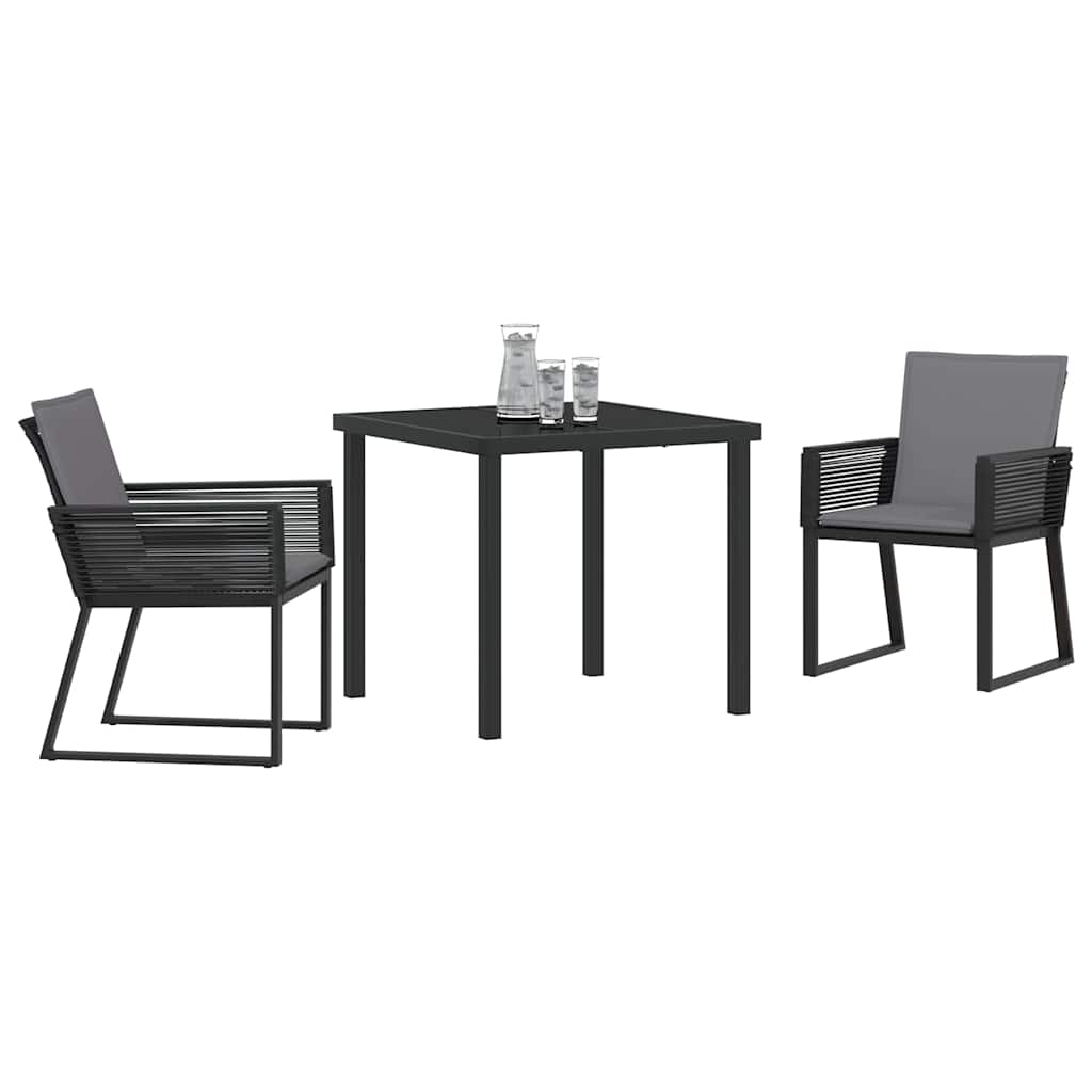 Garden Dining Set 3 pcs Black Powder-Coated Steel