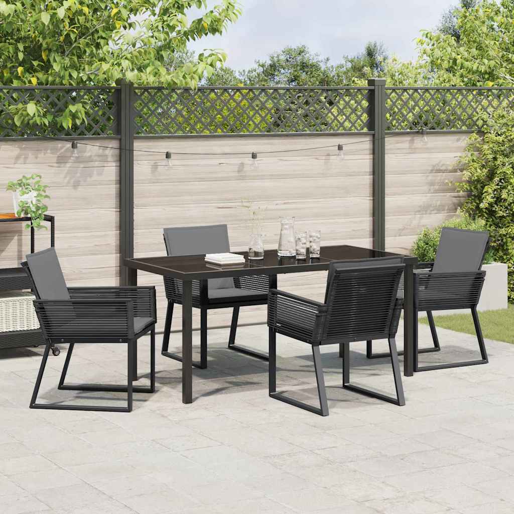 Garden Dining Set 5 pcs Black Powder-Coated Steel
