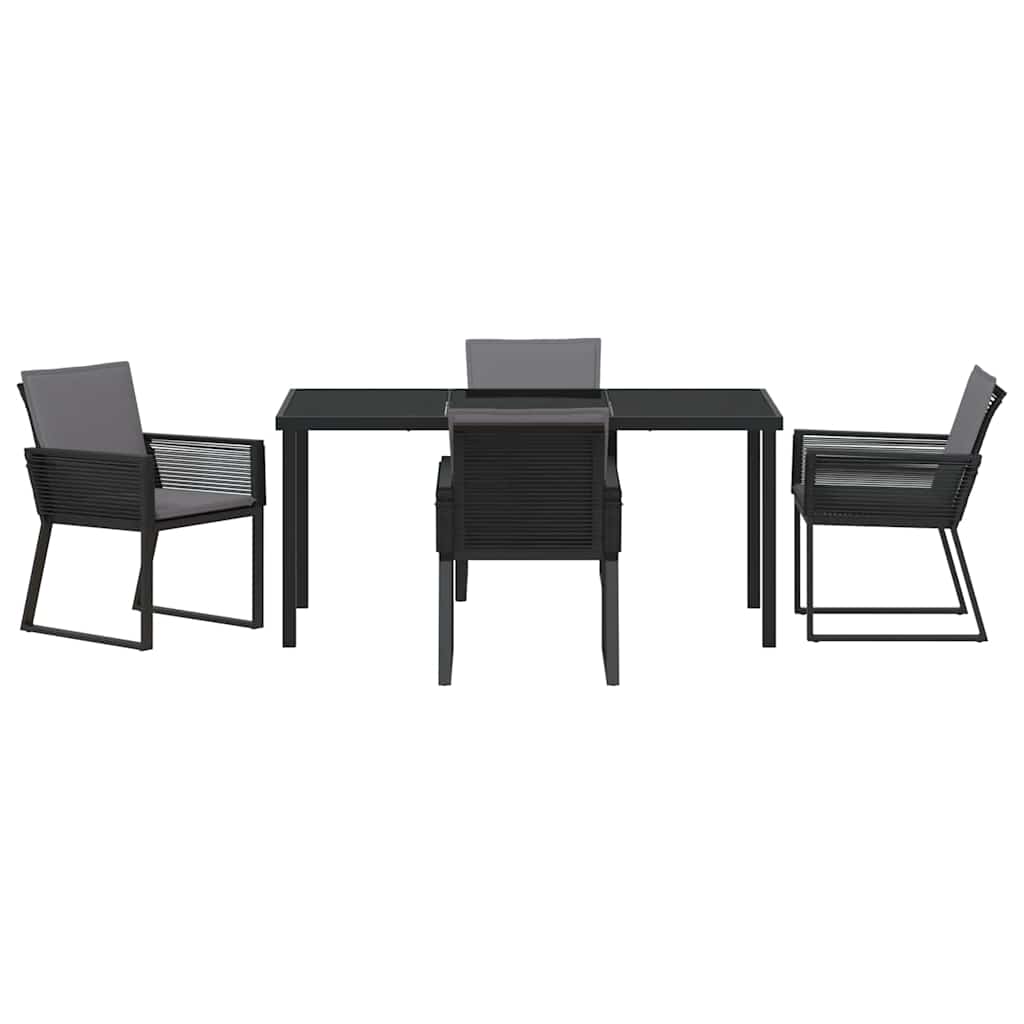 Garden Dining Set 5 pcs Black Powder-Coated Steel