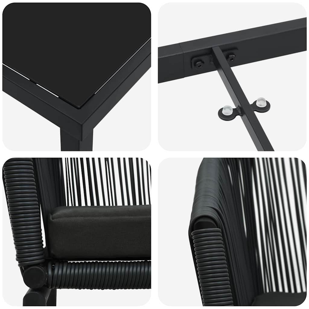 Garden Dining Set 3 pcs Black Powder-Coated Steel