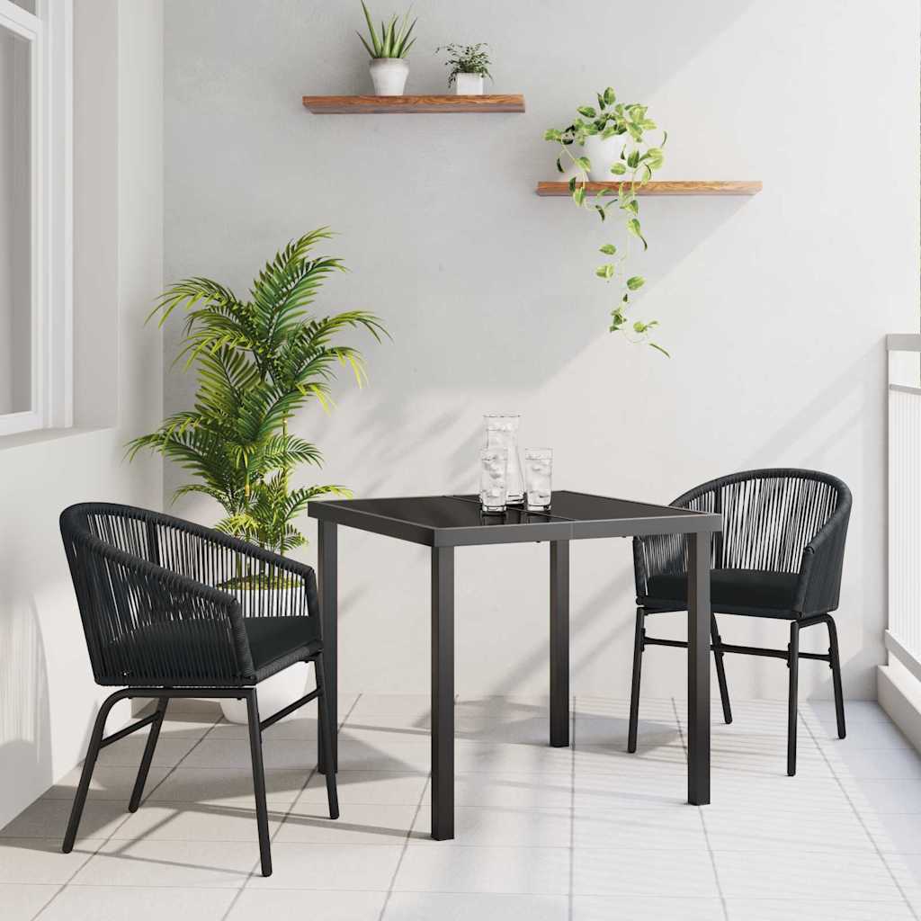 Garden Dining Set 3 pcs Black Powder-Coated Steel