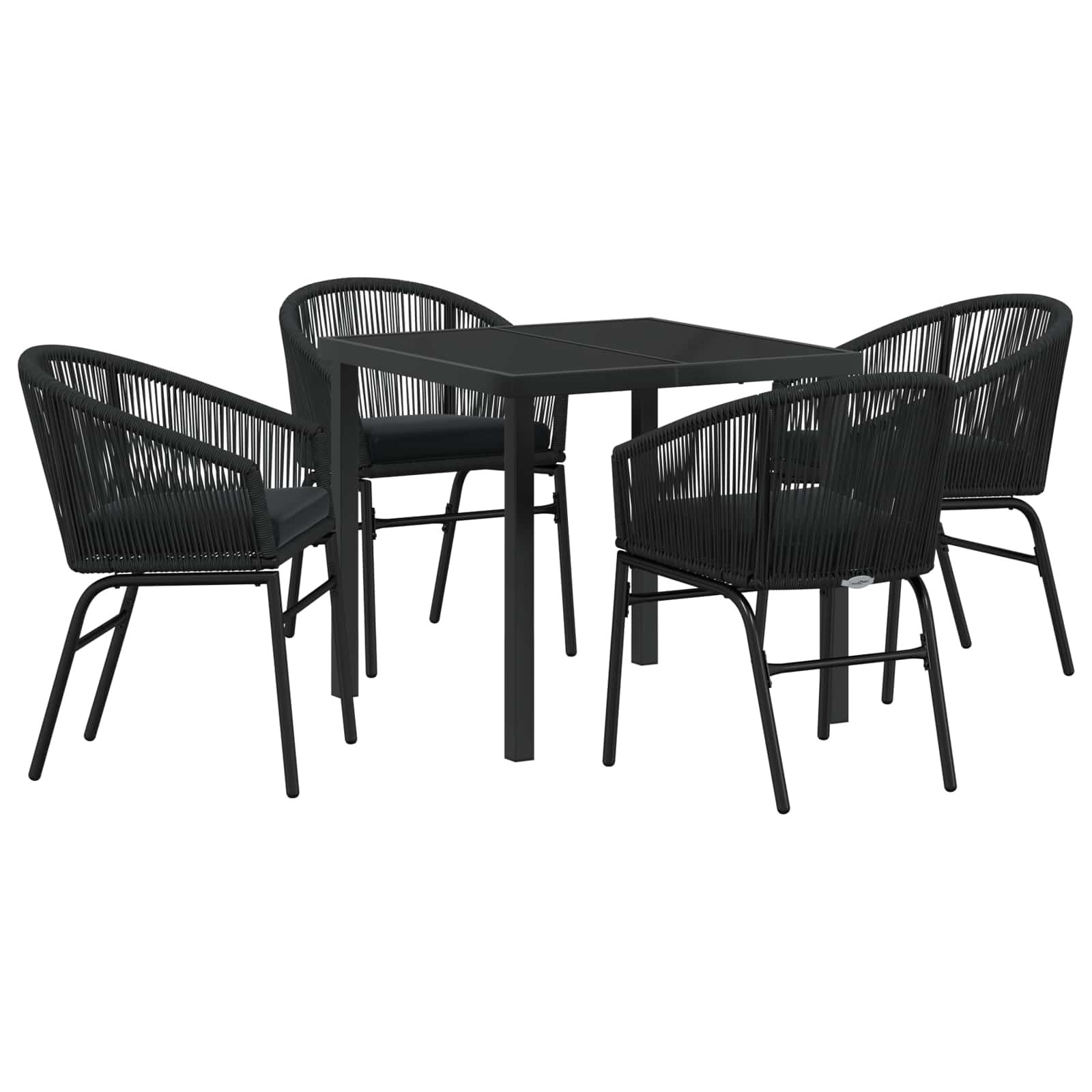 Garden Dining Set 5 pcs Black Powder-Coated Steel