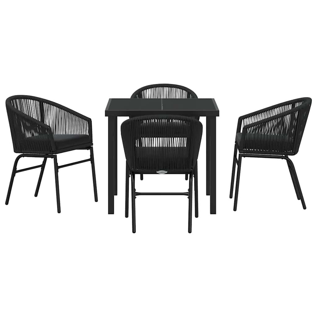 Garden Dining Set 5 pcs Black Powder-Coated Steel