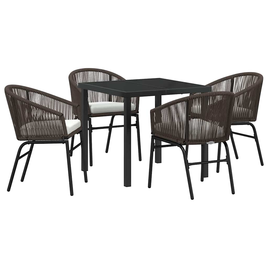 Garden Dining Set 5 pcs Brown Powder-Coated Steel