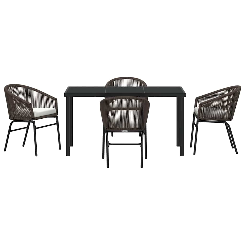 Garden Dining Set 5 pcs Brown Powder-Coated Steel