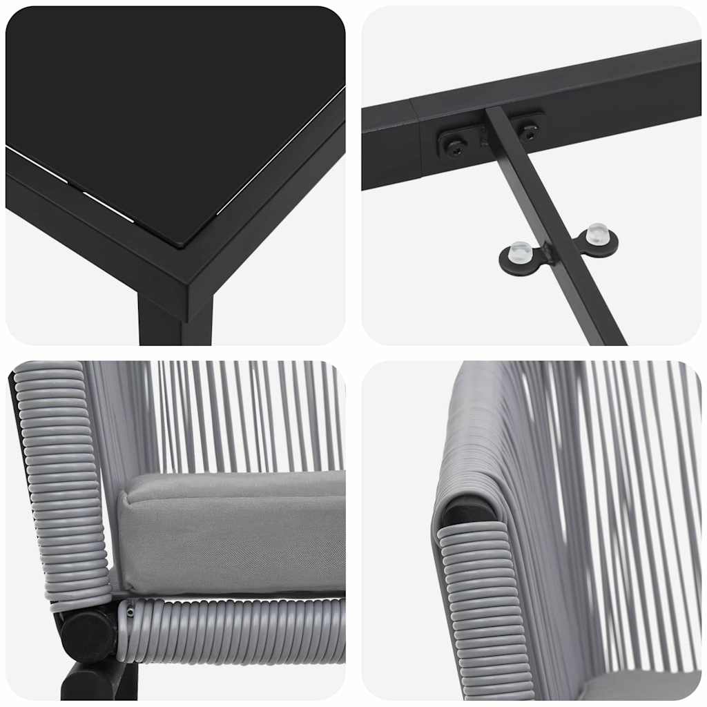 Garden Dining Set 5 pcs Anthracite Powder-Coated Steel