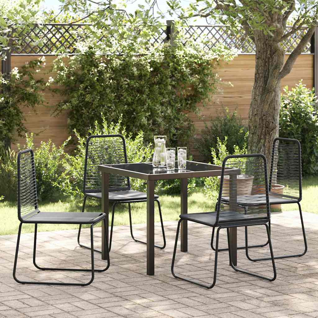 Garden Dining Set 5 pcs Black Powder-Coated Steel