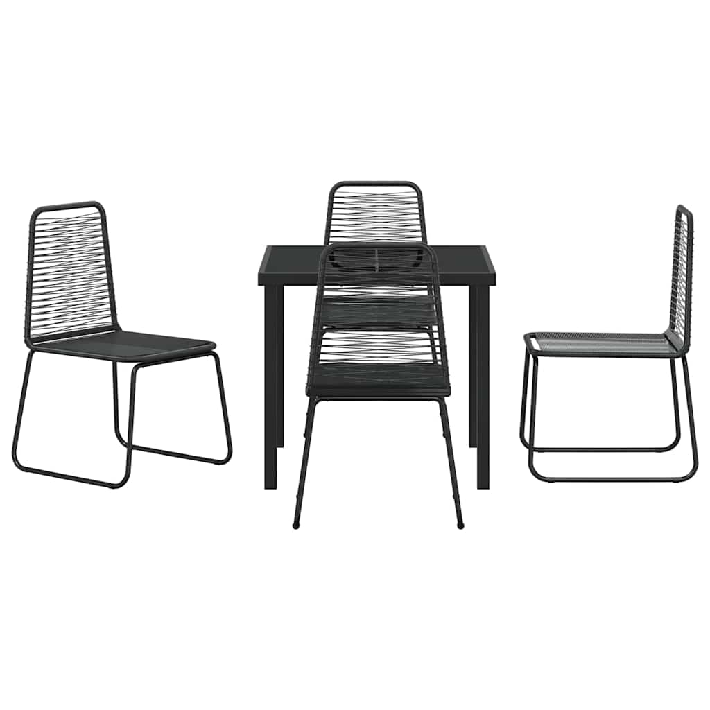 Garden Dining Set 5 pcs Black Powder-Coated Steel