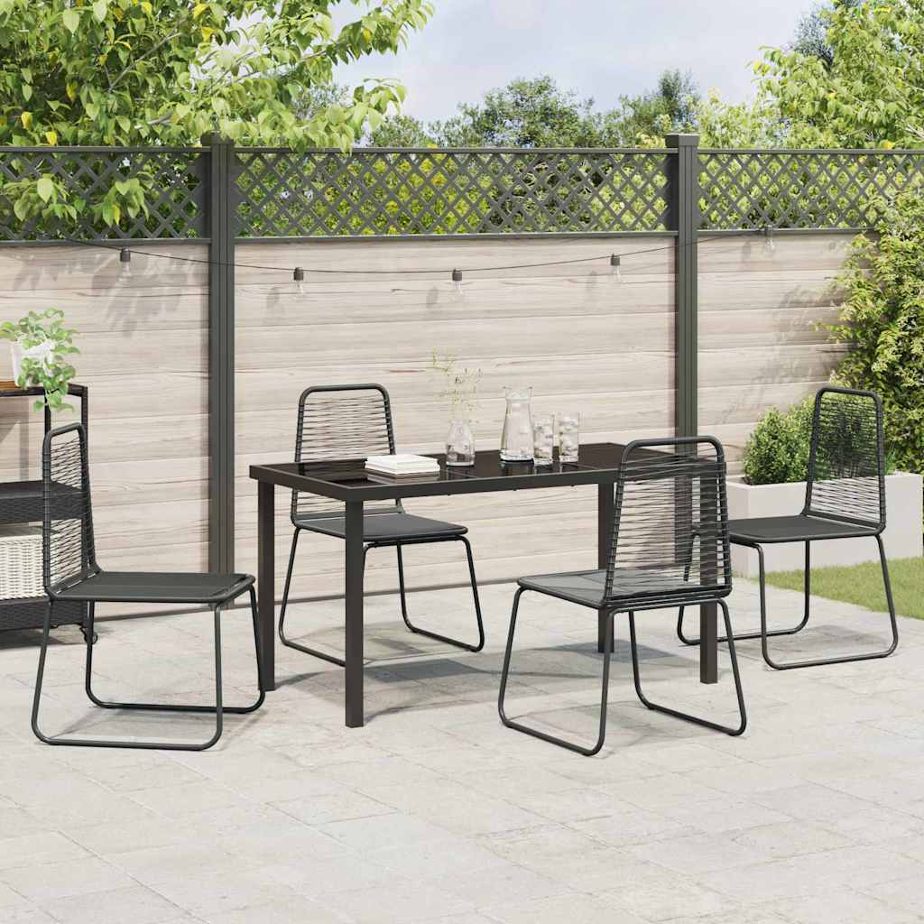 Garden Dining Set 5 pcs Black Powder-Coated Steel