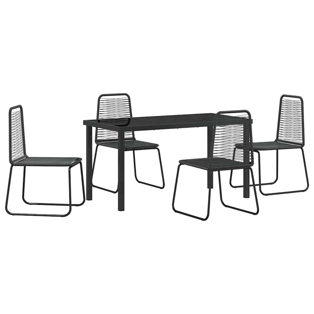Garden Dining Set 5 pcs Black Powder-Coated Steel
