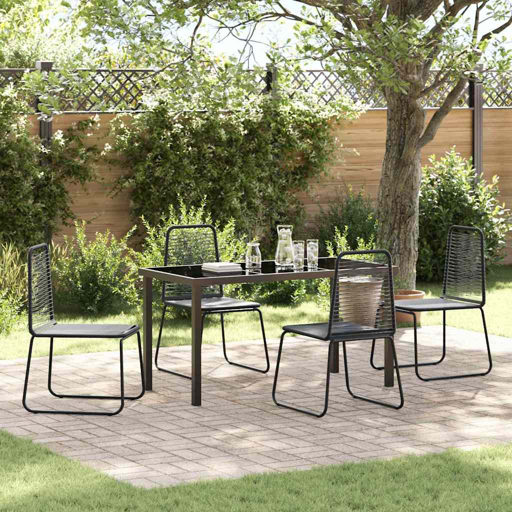 Garden Dining Set 5 pcs Black Powder-Coated Steel