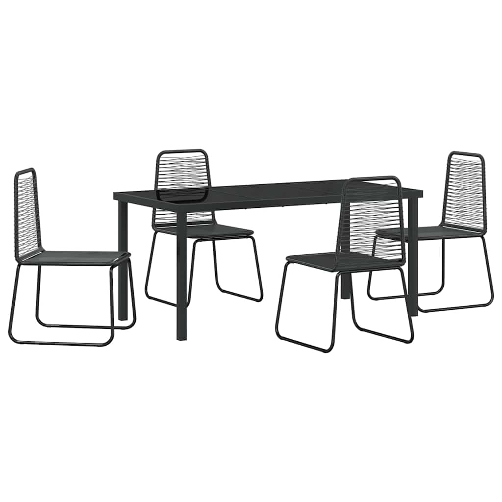 Garden Dining Set 5 pcs Black Powder-Coated Steel