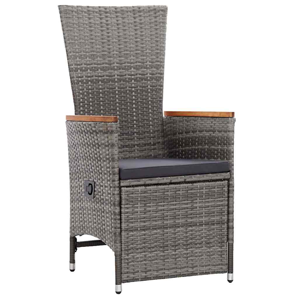 Garden Dining Set with Cushion 7 pcs Grey Poly Rattan
