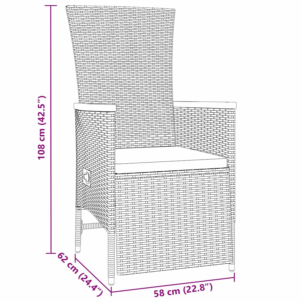 Garden Dining Set with Cushion 9 pcs Grey Poly Rattan
