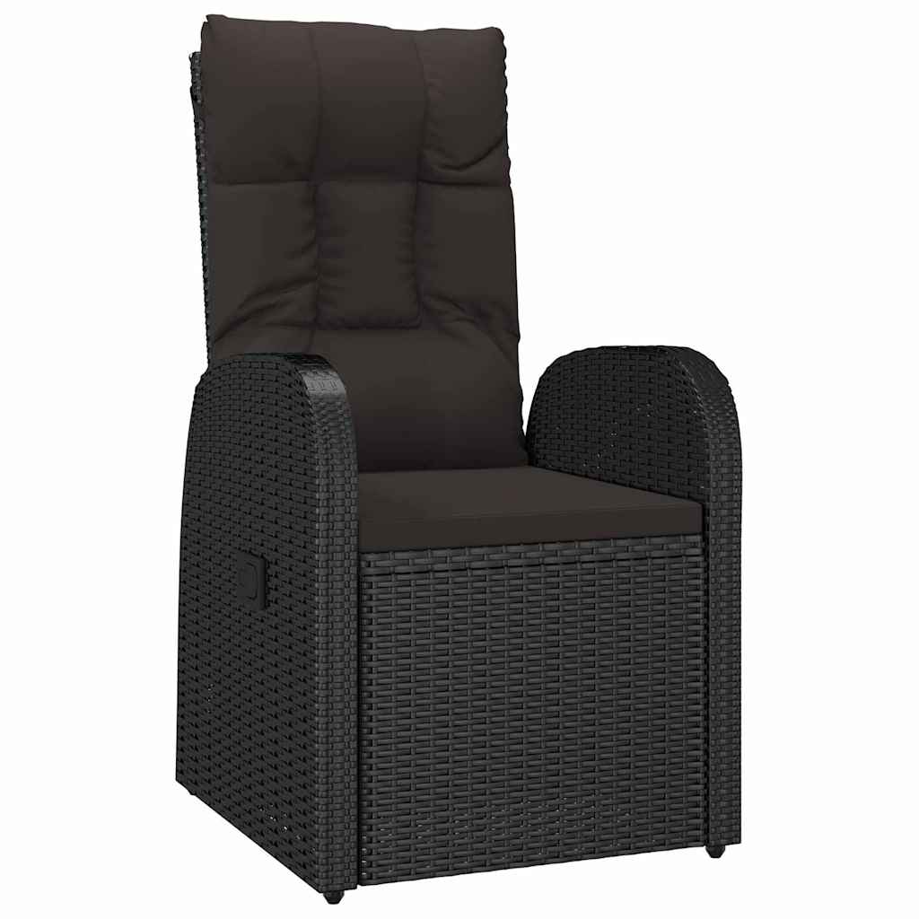 Garden Dining Set with Cushion 7 pcs Black Poly Rattan