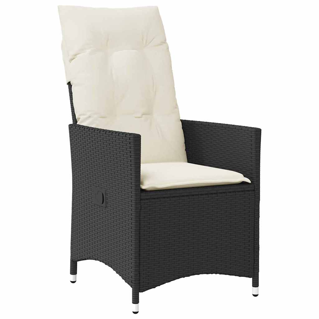 Garden Dining Set with Cushion 5 pcs Black Poly Rattan