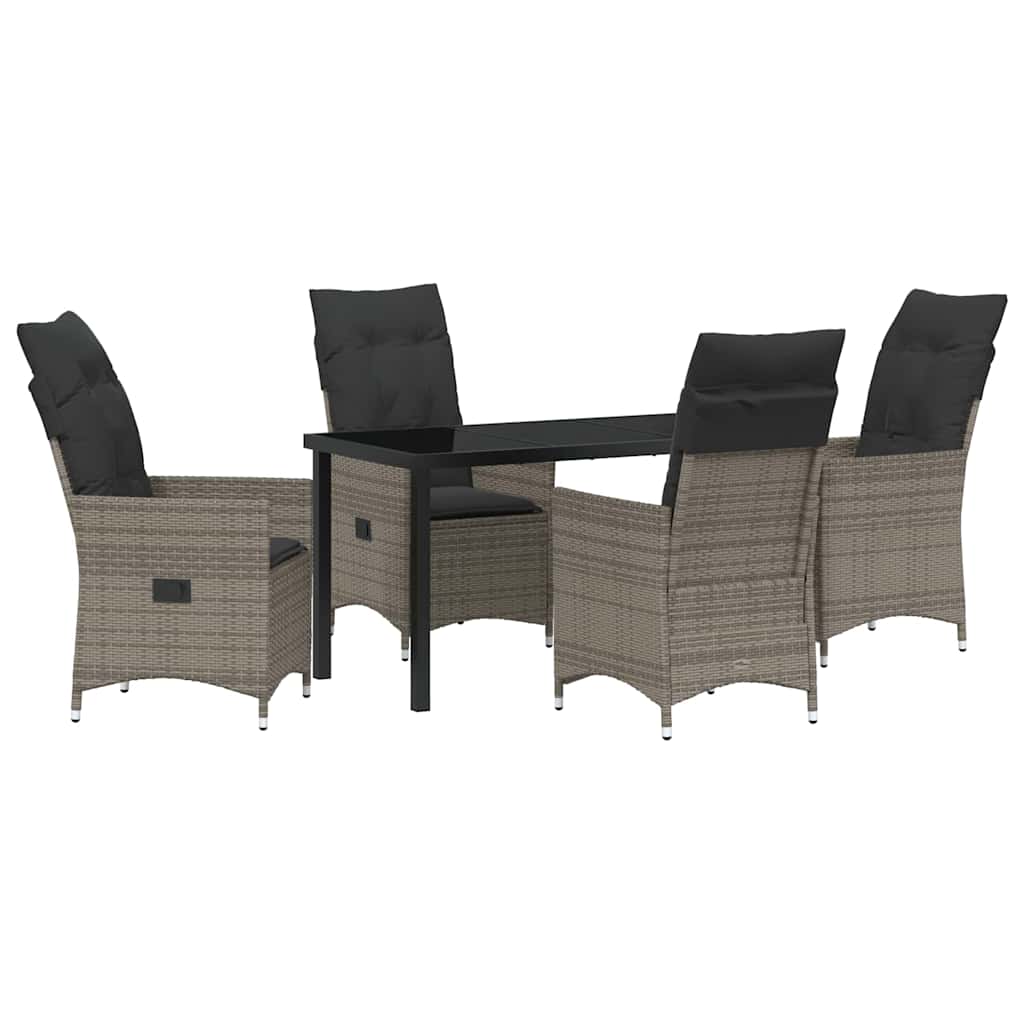 Garden Dining Set 5 pcs Grey Poly Rattan