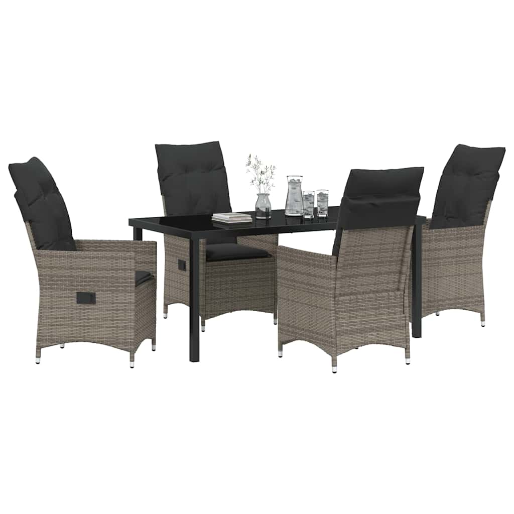 Garden Dining Set 5 pcs Grey Poly Rattan