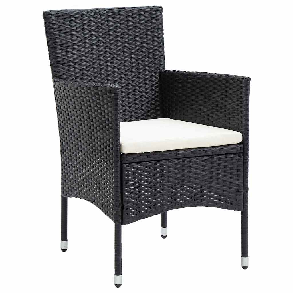 Garden Dining Set with Cushion 9 pcs Black Poly Rattan
