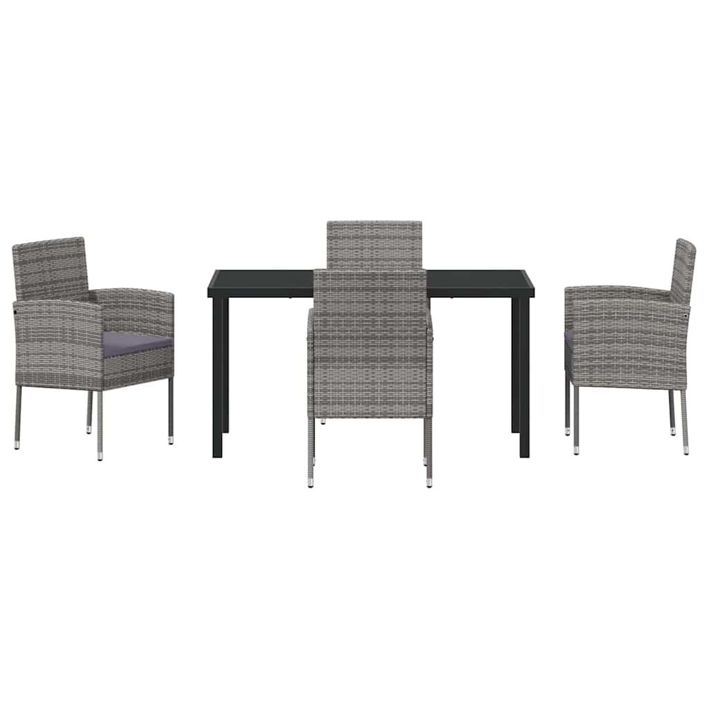 Garden Dining Set 5 pcs Grey Poly Rattan