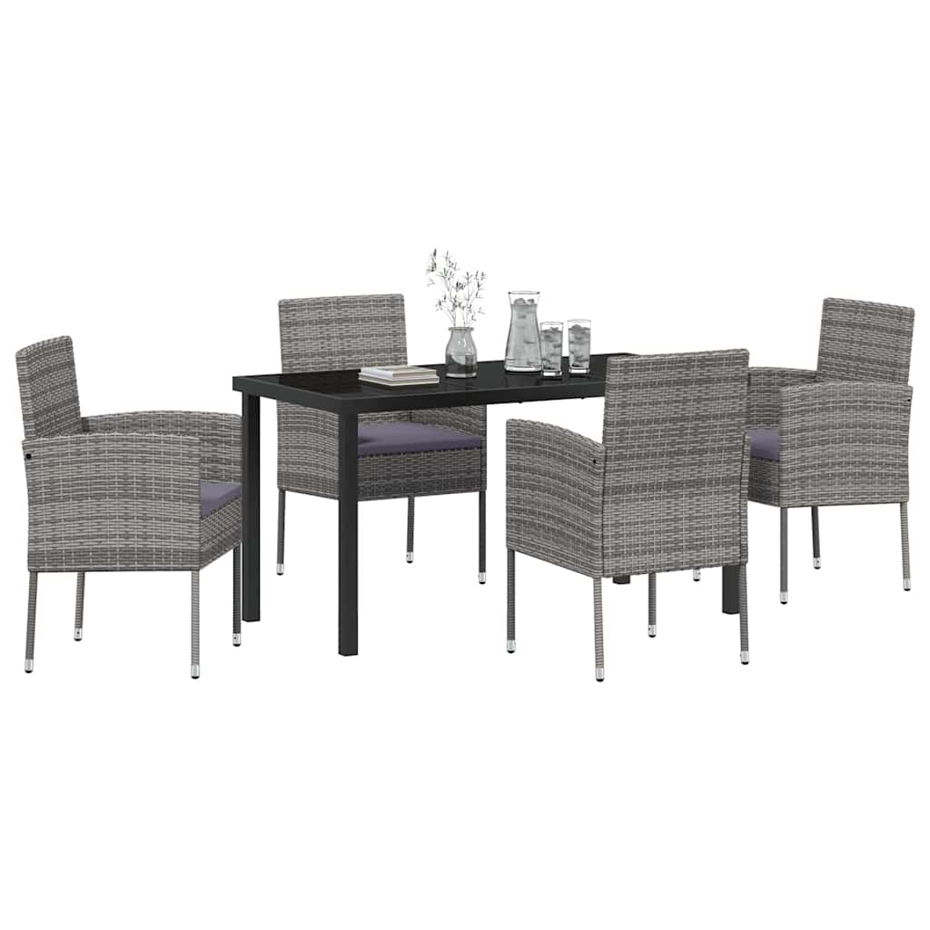 Garden Dining Set 5 pcs Grey Poly Rattan