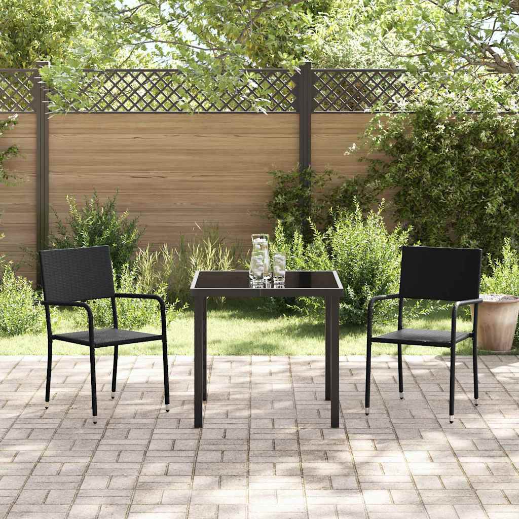 Garden Dining Set 3 pcs Black Poly Rattan