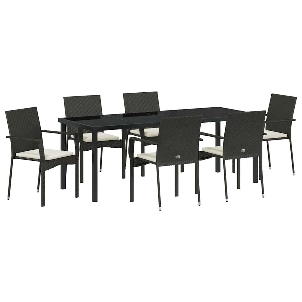 Garden Dining Set 7 pcs Black Poly Rattan