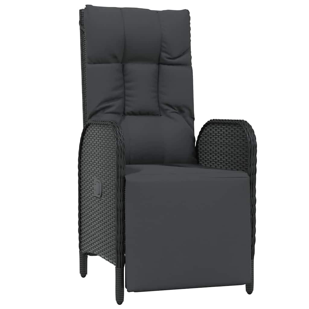 Garden Dining Set with Cushion 9 pcs Black Poly Rattan