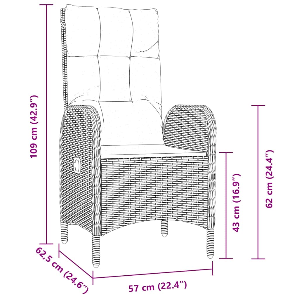 Garden Dining Set with Cushion 7 pcs Grey Poly Rattan