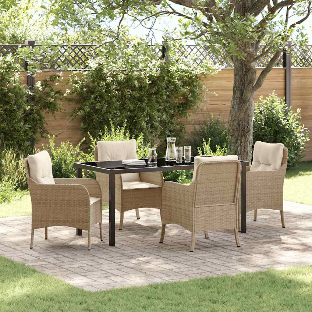 Garden Dining Set 5 pcs Beige Poly Rattan
