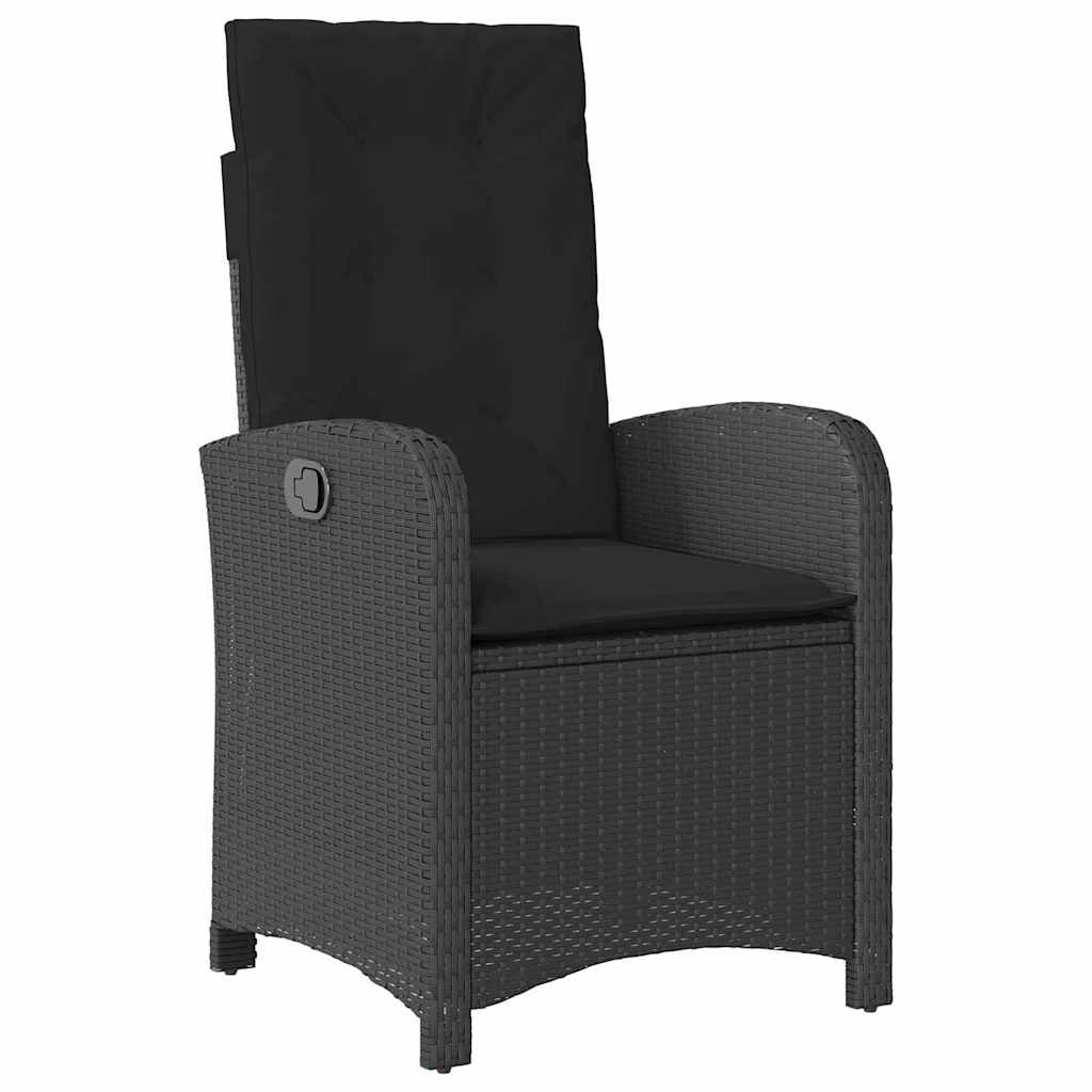 Garden Dining Set with Cushion 7 pcs Black Poly Rattan