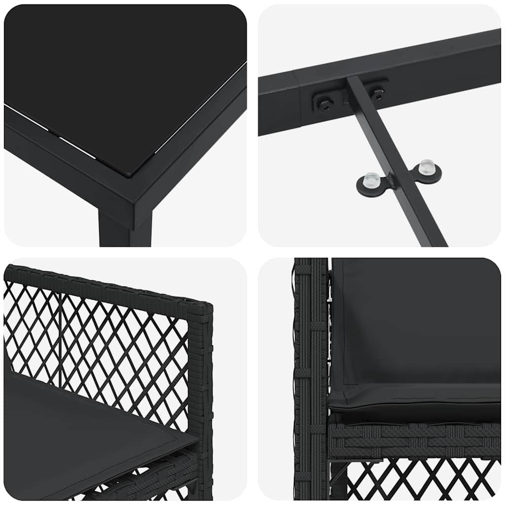Garden Dining Set 9 pcs Black Poly Rattan