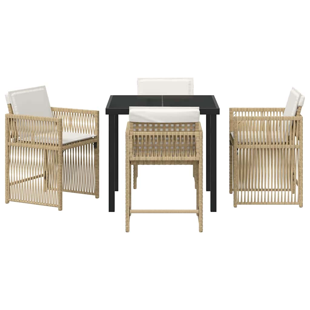 Garden Dining Set 5 pcs Beige Poly Rattan