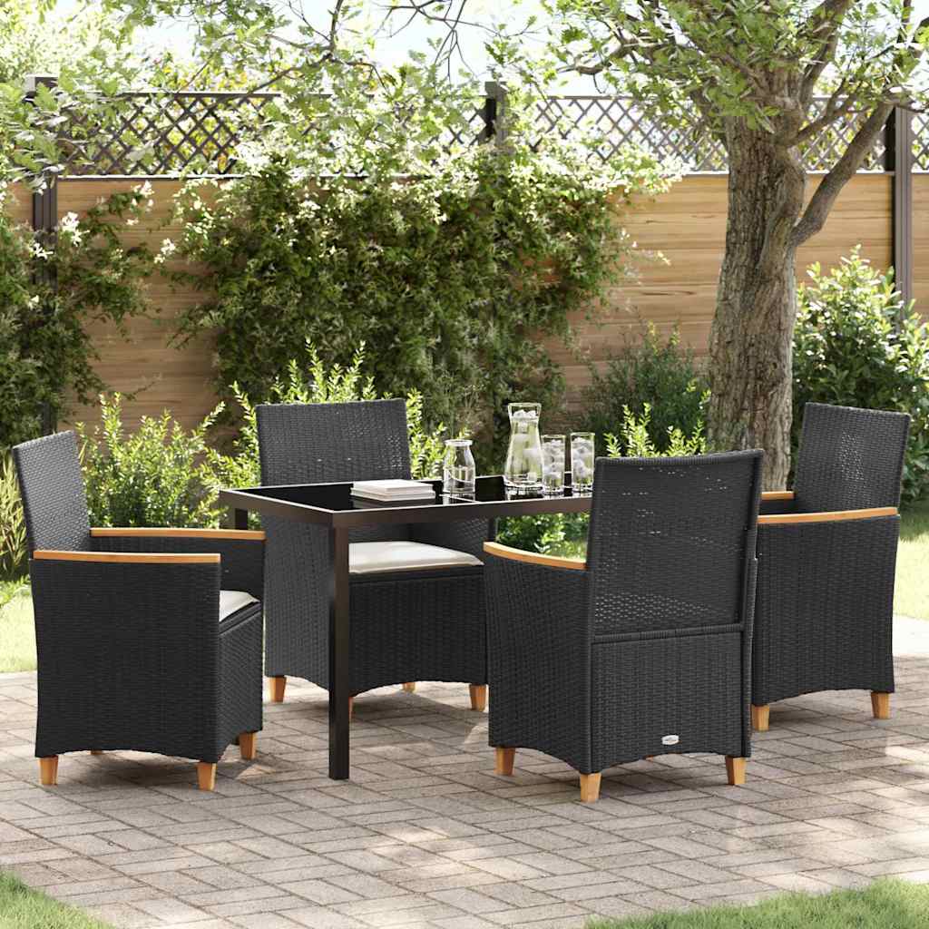 Garden Dining Set 5 pcs Black Poly Rattan