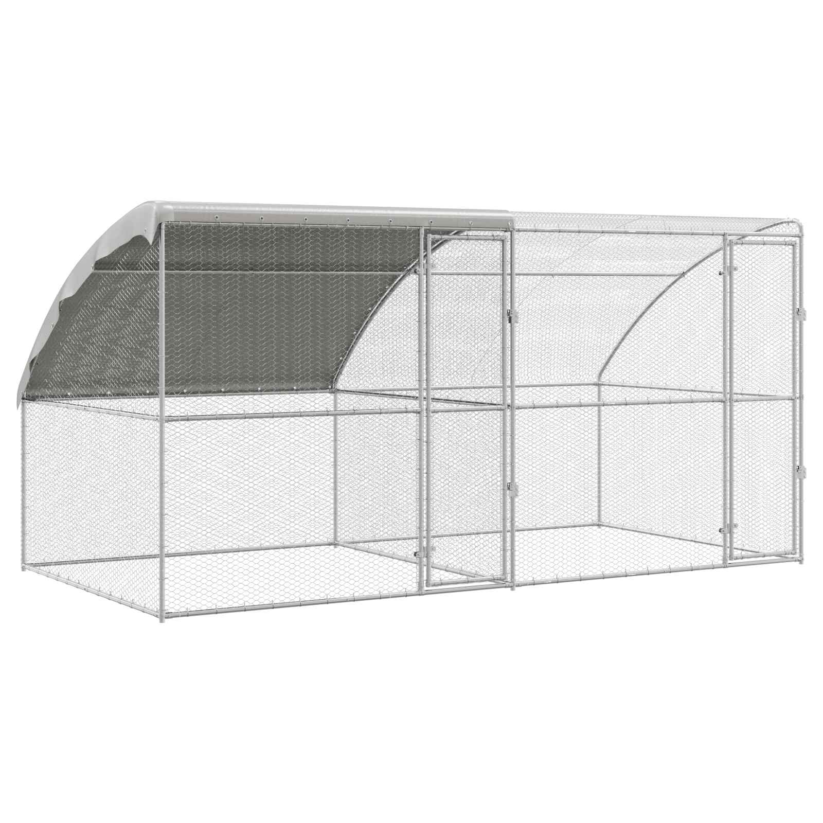 Chicken Cage with 2 Doors 2 pcs Silver 400x200x200cm