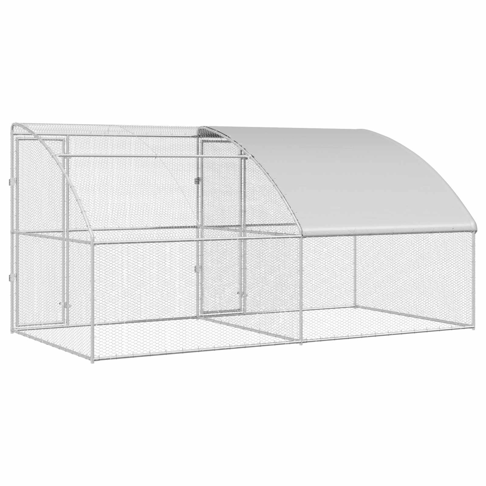 Chicken Cage with 2 Doors 2 pcs Silver 400x200x200cm