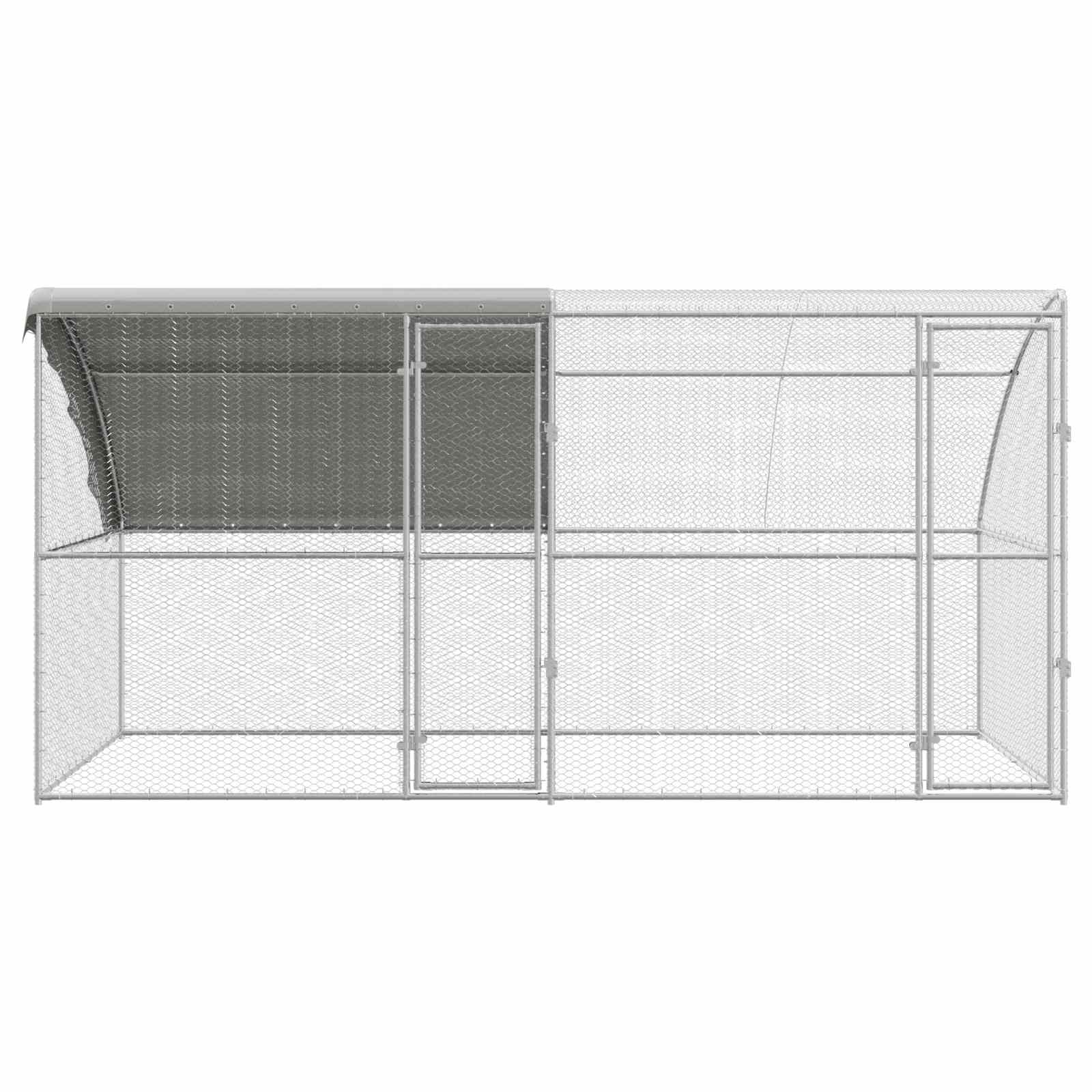 Chicken Cage with 2 Doors 2 pcs Silver 400x200x200cm