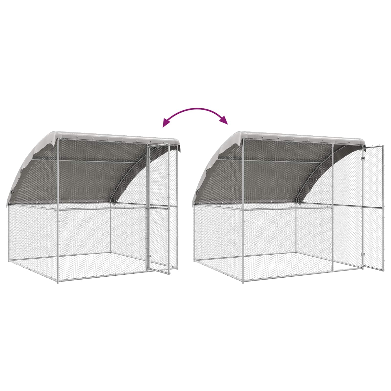 Chicken Cage with 2 Doors 2 pcs Silver 400x200x200cm