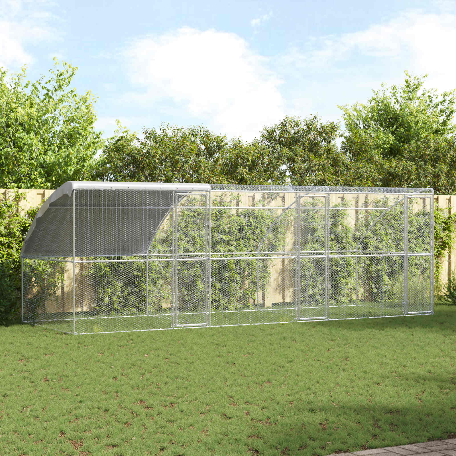 Chicken Cage 3 pcs Silver 600 x 200 x 200 cm Steel and PE