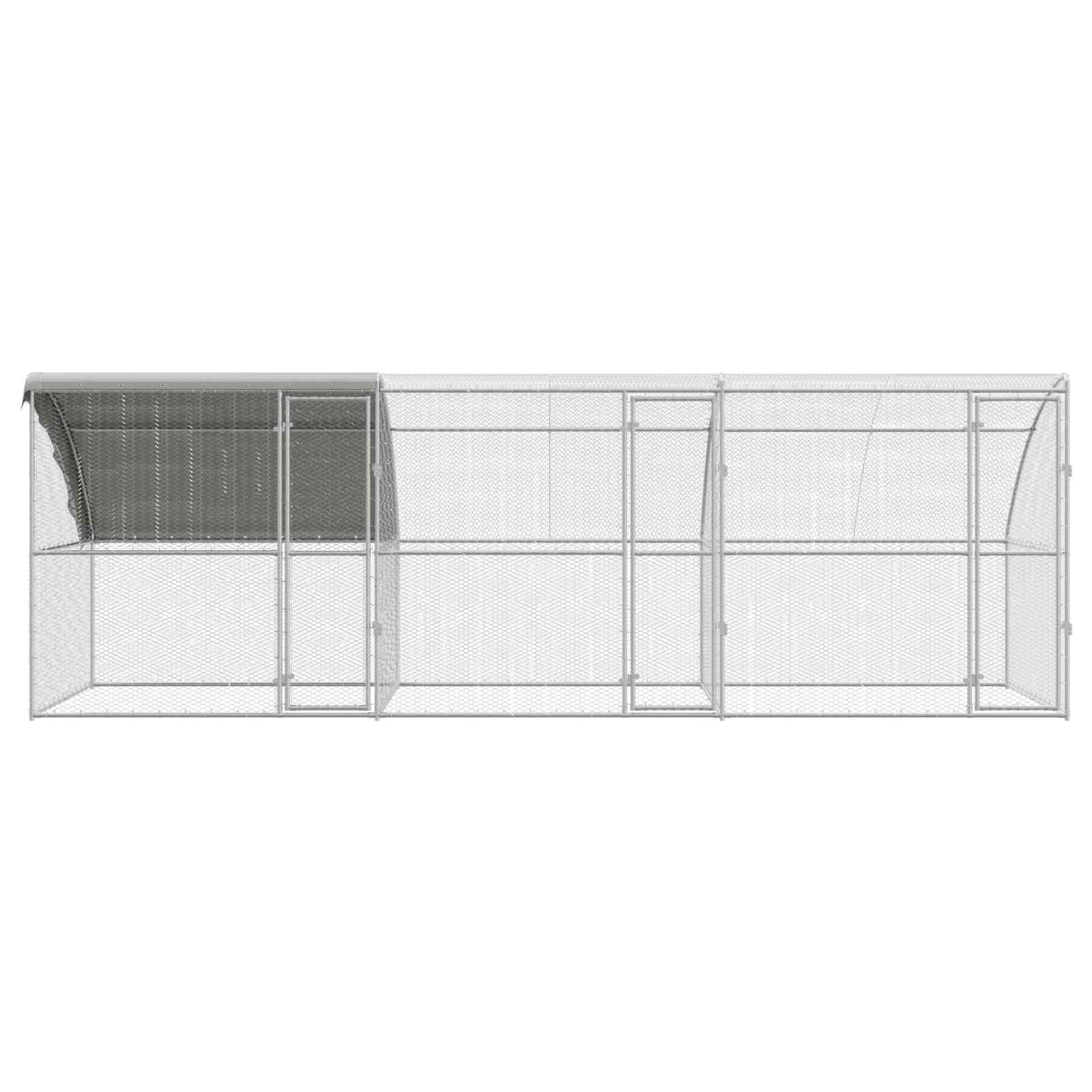 Chicken Cage with 3 Doors 3 pcs Silver 600x200x200cm