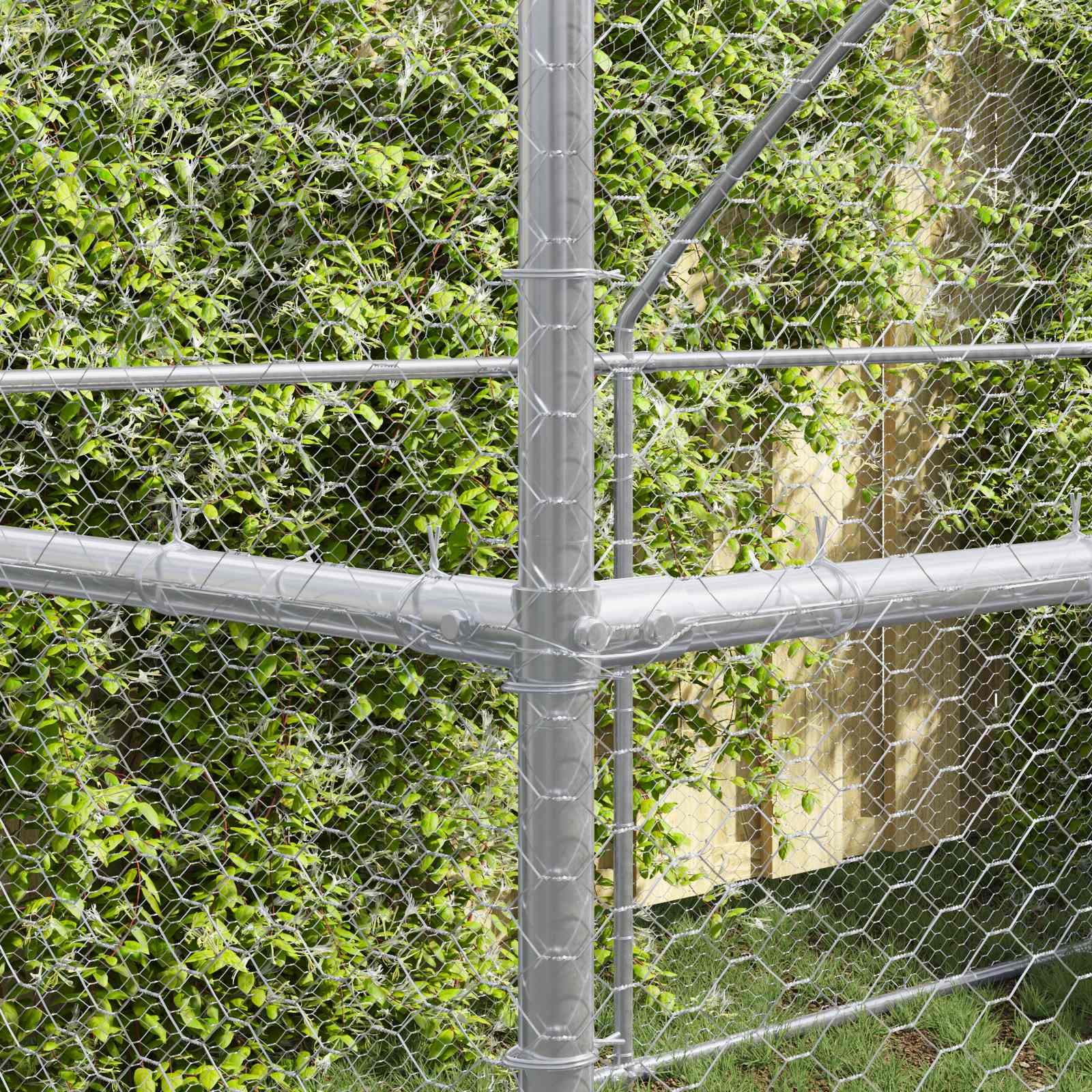 Chicken Cage with 2 Doors 3 pcs Silver 600x200x200cm